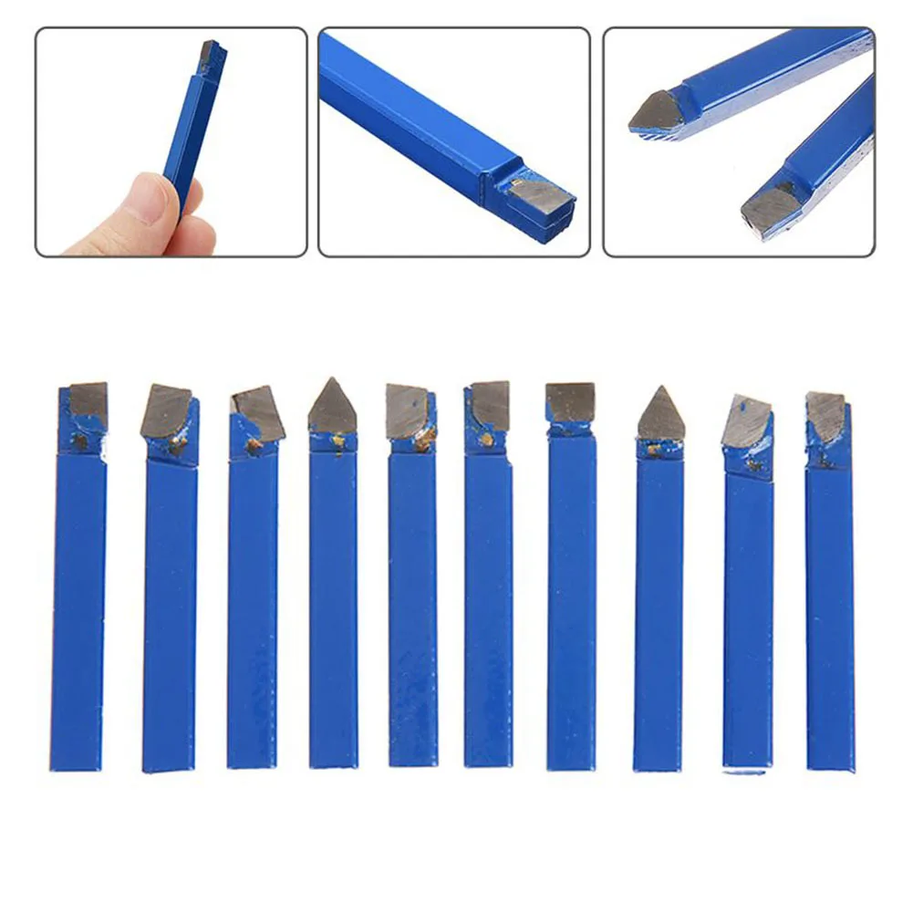 Carbide Bed Turning Tool Kit 10Pcs High Hardness Blue Tidy and Beautiful Incision Wear Resistant Fast Processing Speed