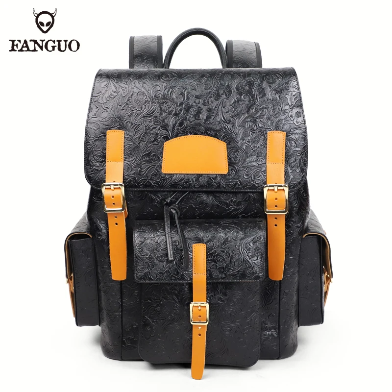 Vintage Genuine Leather Men's Backpack, Laptop Backpack, Handmade Cowhide knapsack, Large Climbing Travel Rucksack