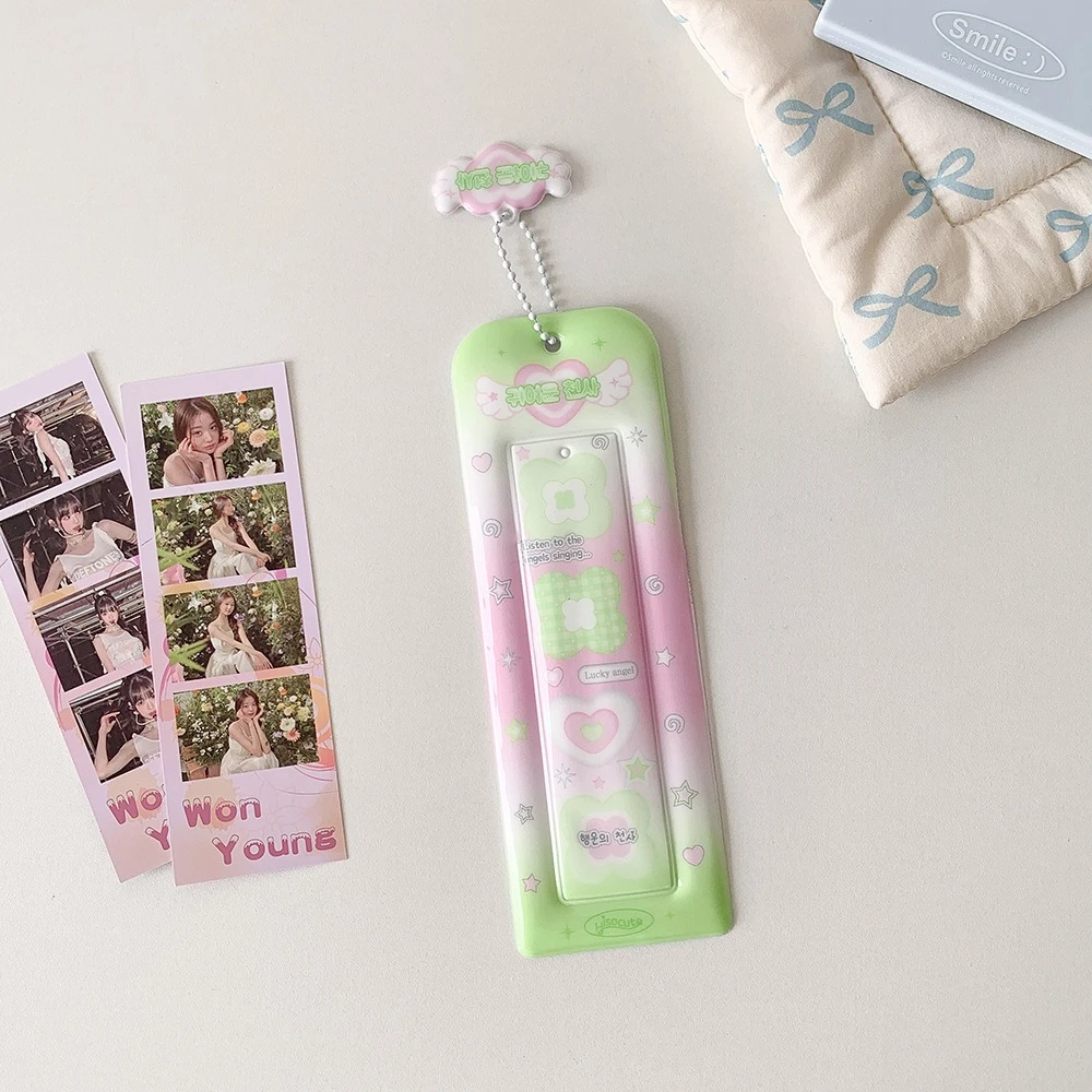 Обложка для карт из ПВХ, корейский держатель для фотокарт, брелок, подвеска, длинная закладка, защита для карточек идола, изображение для фотокарточек с изображением идола