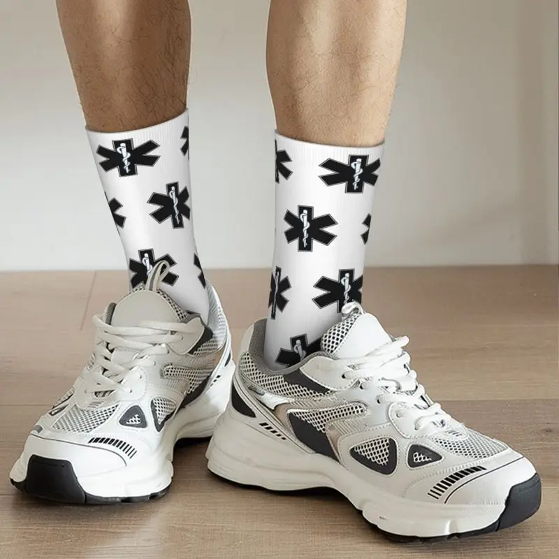 Calcetines con estampado de estrella de la vida paramédico para hombre y mujer, medias elásticas con símbolo de emergencia Emt, para verano, otoño e invierno, novedad