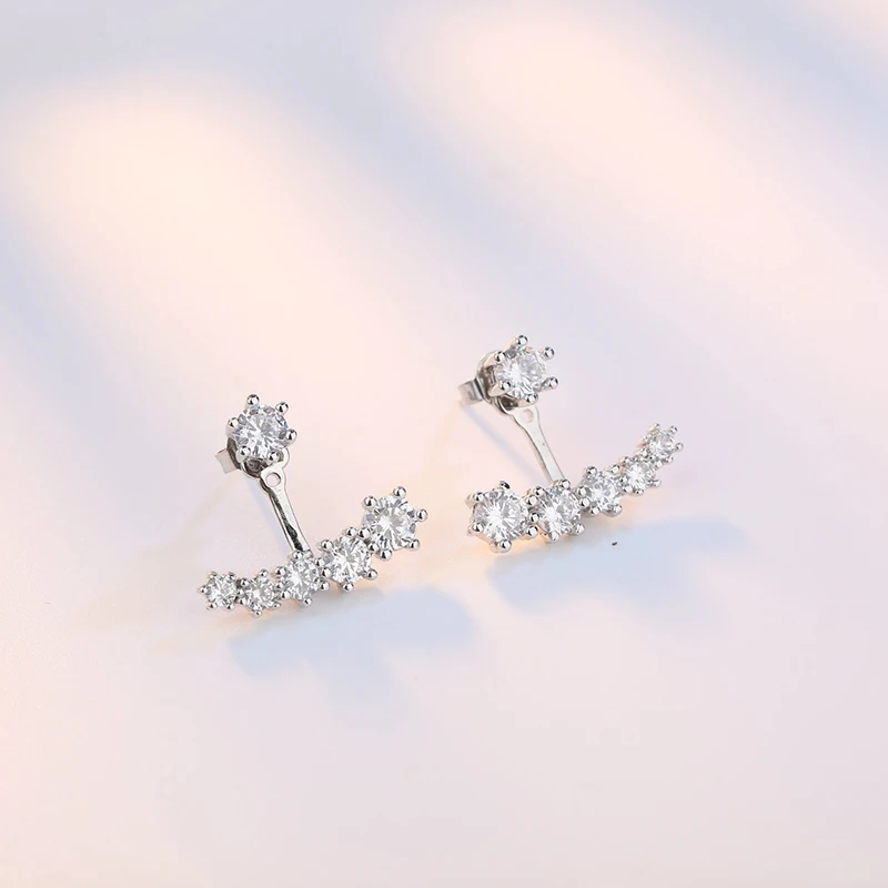 Pure 925 Sterling Silver New Fashion Jewelry Multiple Crystal Zirocn Stud Earrings For Woman XY0230