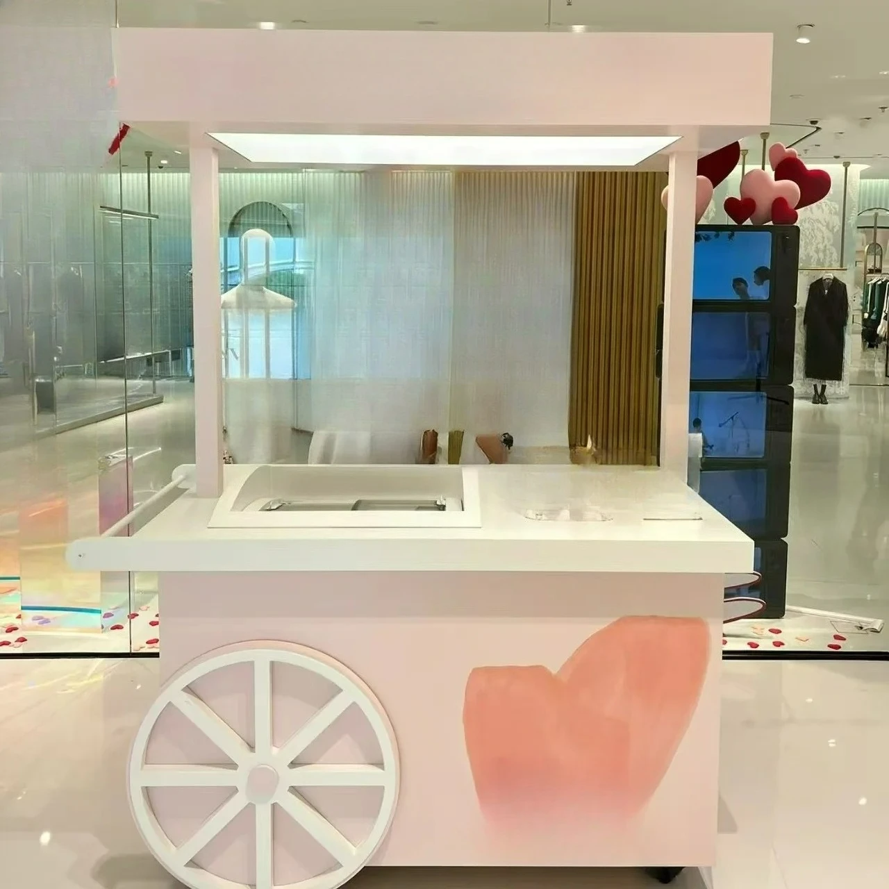 Customizable Wrought Iron Commercial Display Cabinet Display Stand Creative Promotion Bakery Cart Decoration Movable Cart