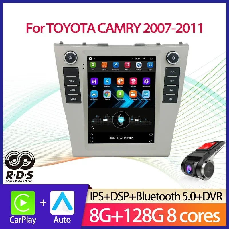 Автомобильный GPS-навигатор Android Tesla Style для TOYOTA CAMRY 2007-2011, авторадио, стерео мультимедийный плеер с BT WiFi Mirror Link