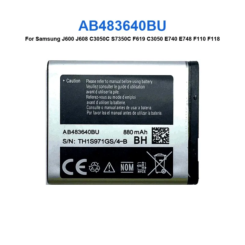 

Аккумулятор для мобильного телефона Samsung J600 J608 C3050C S7350C F619 C3050 E740 E748 F110 F118 G618 L600 L608 B3210 M519 AB483640BU