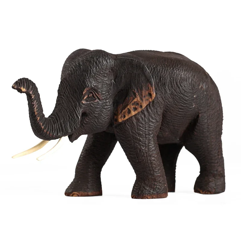 Desktop Fortune Living Space Decoration Thai Solid Wood Elephant Carving Craft Living Room TV Cabinet Decorative Ornament