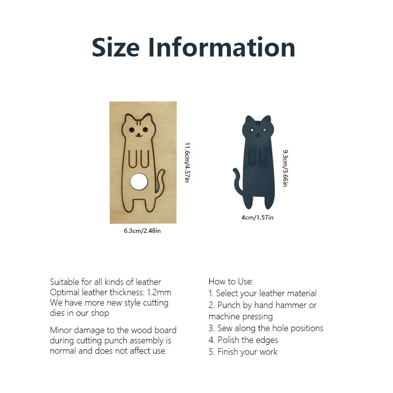 Standing Cat Shape High Precision Leather Cutting Mold Durable Recyclable Integrated Form Hand Hammering Stamping Two-In-One DIY
