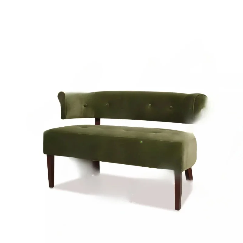 

French retro green velvet fabric double seat small sofa living room American cafe balcony reading sofa chair