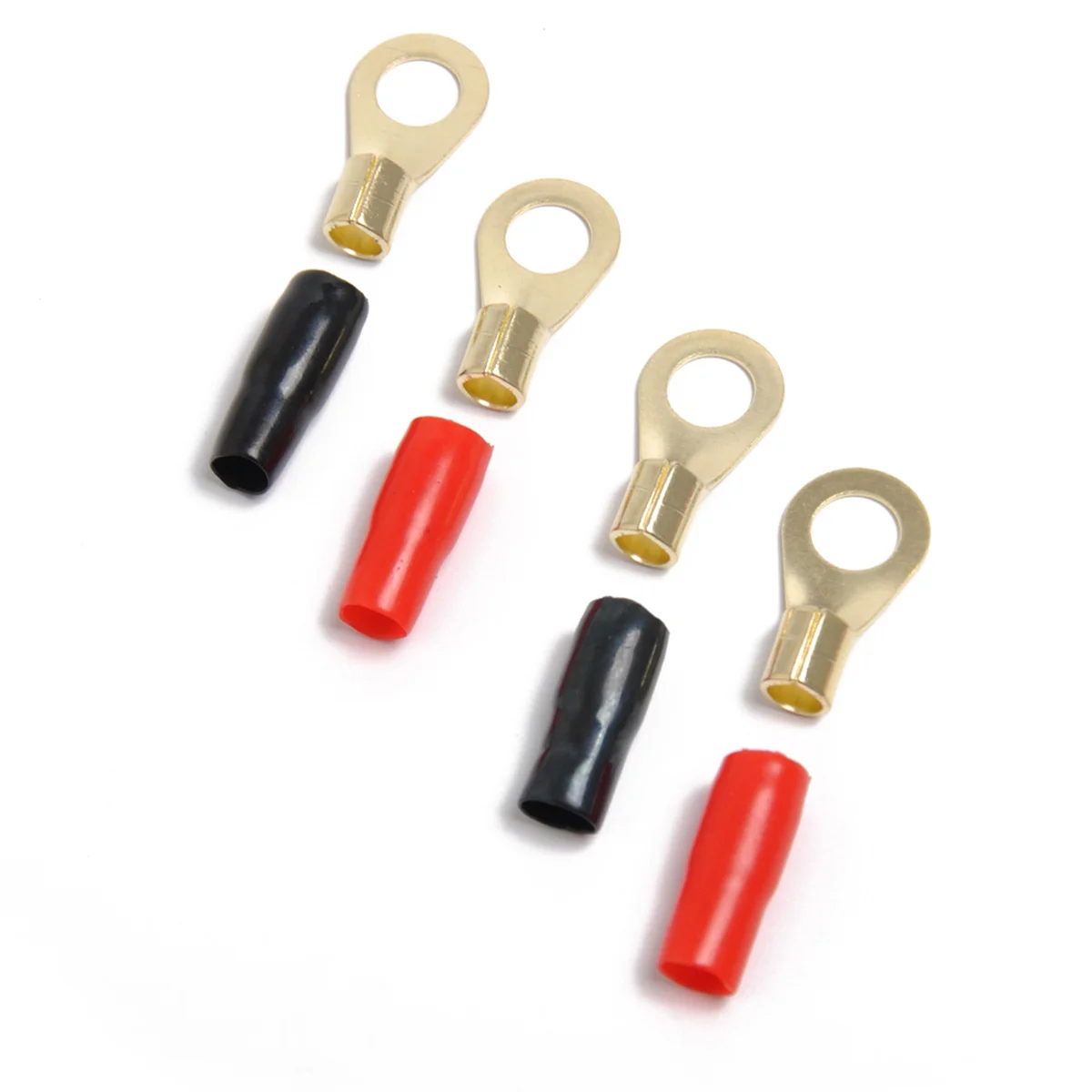 5 pares de terminais de crimpagem de garfo banhado a cobre 8 conectores vermelhos de calibre conectores de crimpagem de cabo de fio de alto-falante