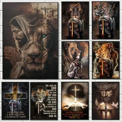 Classic Christian Wall Art Bible Jesus Lion And Warrior Oil On Canvas Posters And Prints Living Room  Decoration Gifts