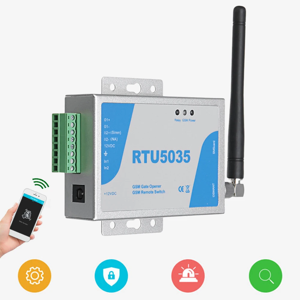 RTU5035 GSM Gate Opener Relay Switch Long Antenna Door Opener Up To 999 Authorized Numbers Wireless Remote Control Door Acces