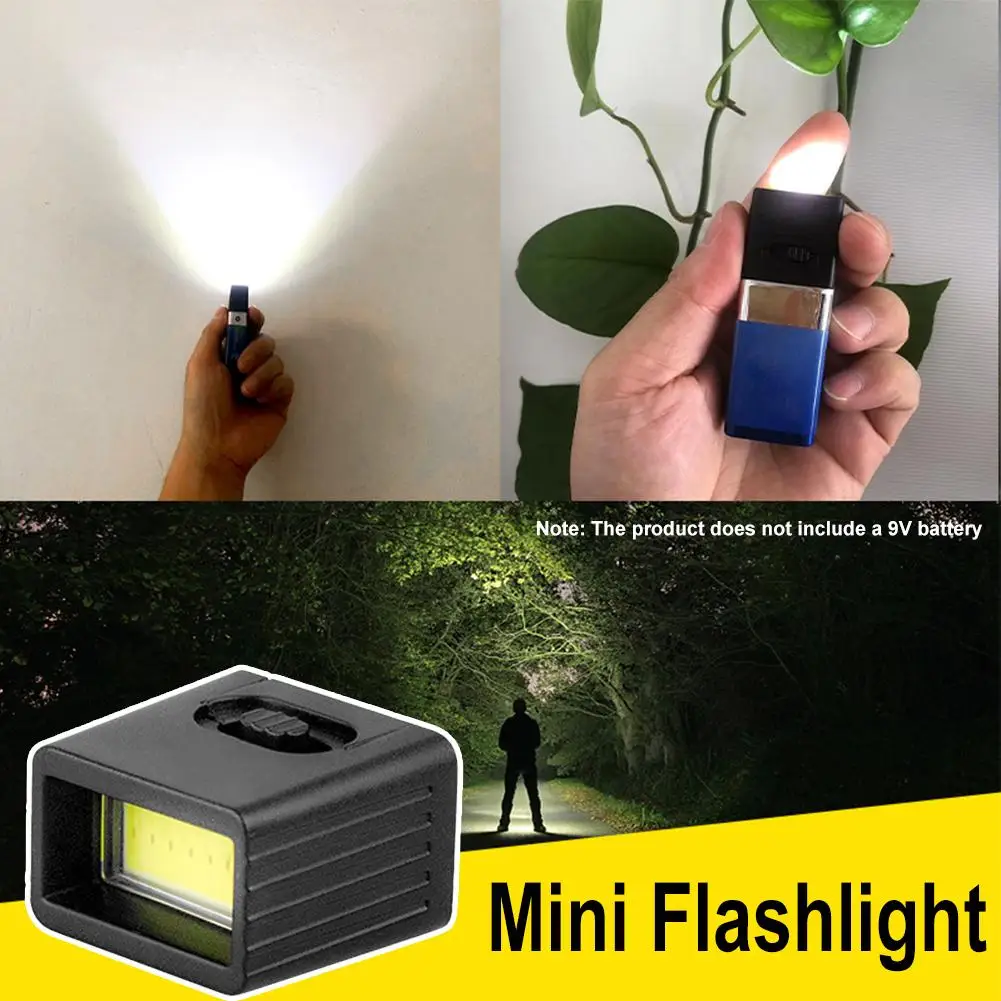 Mini 6COB 1W 9V 6F22 Battery Flashlight 2 Modes High Medium Bright Portable Key Light Pocket Emergency Torch for Indoor Outdoor