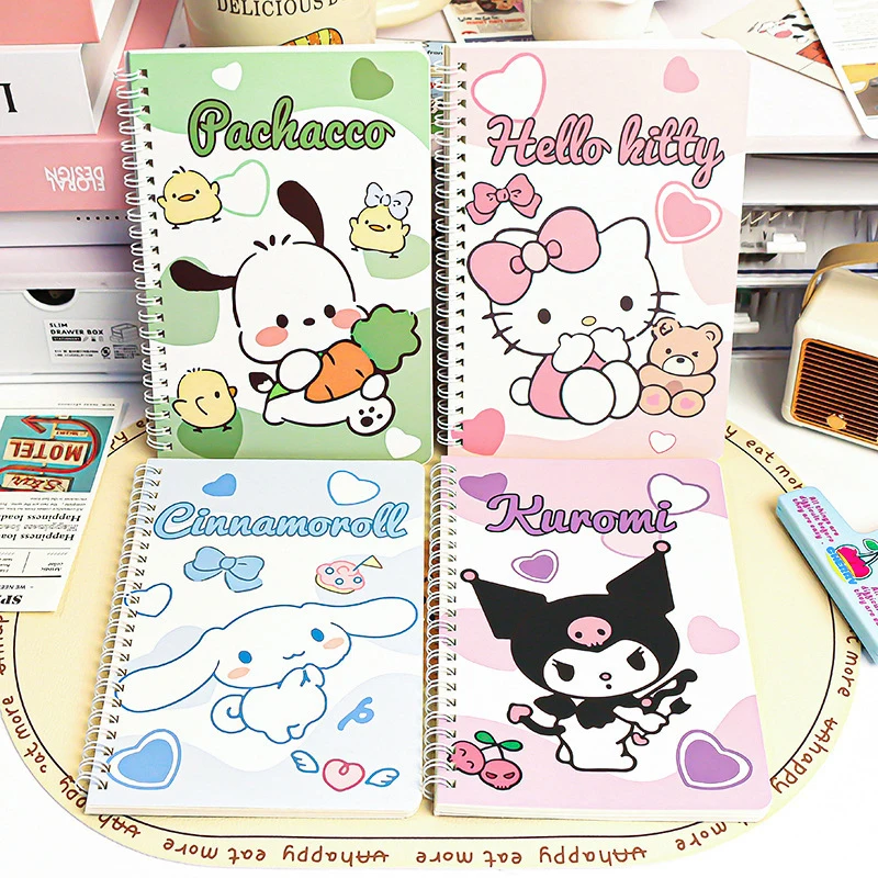 Kawaii Sanrios A5 Notebooks Cinnamonroll Kuromi My Melody Anime Notepads Cute Cartoon Weekly Planner Writing Paper Girls Gift