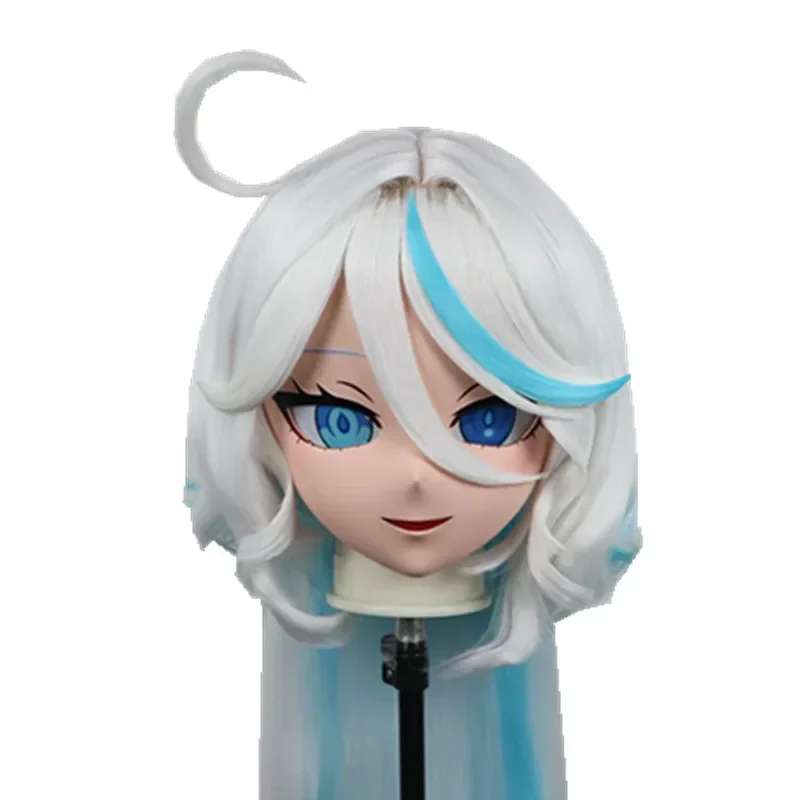 (B27) Handmade Custom Full Head Mask with Backshell Crossdressing Silicone Anime Kigurumi Genshin Impact Furina Cosplay Mask