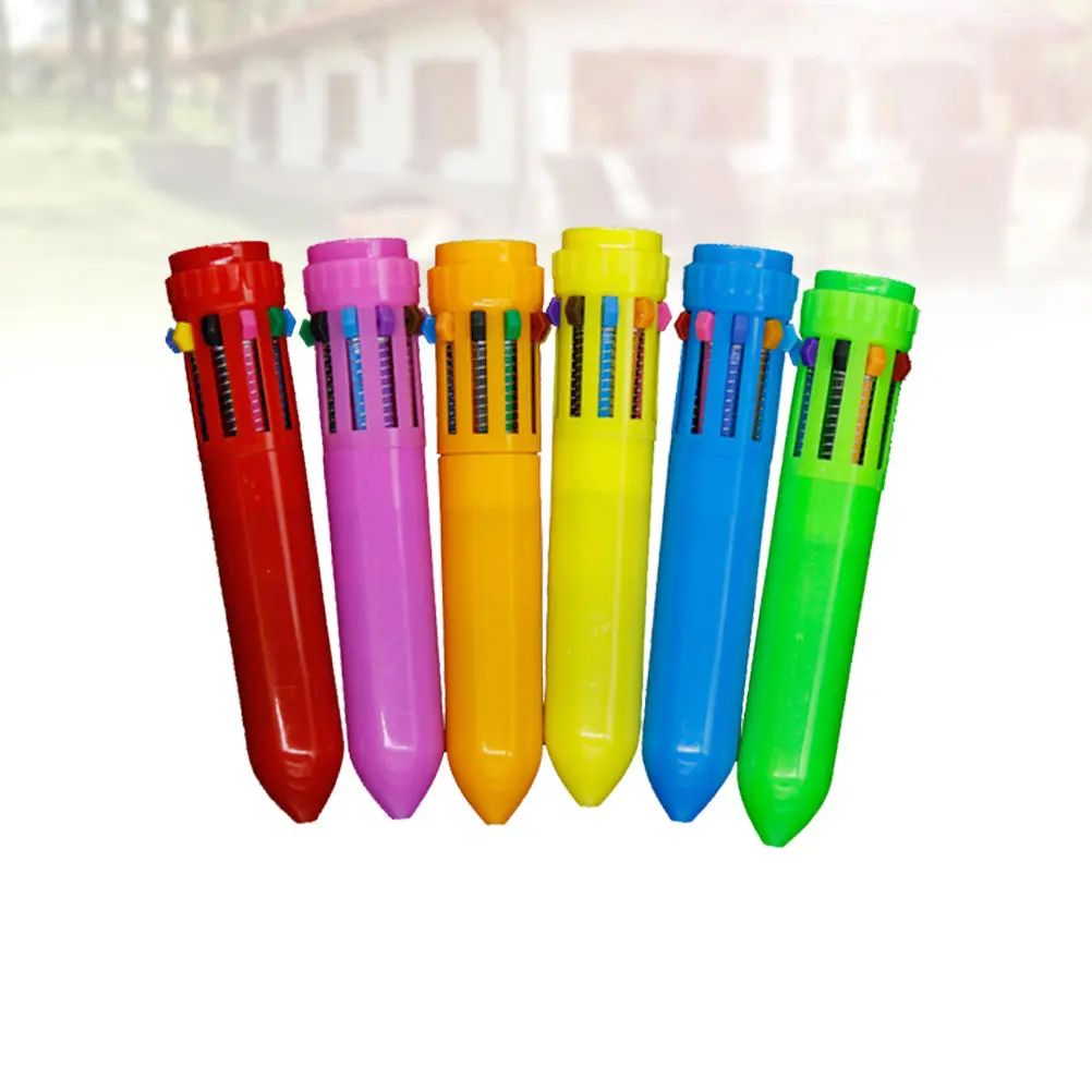 12Pcs Multicolor Ballpoint Pens 10 in 1 Retractable Smooth Writing for School Office Note Taking Colorful Roller Ball Pens