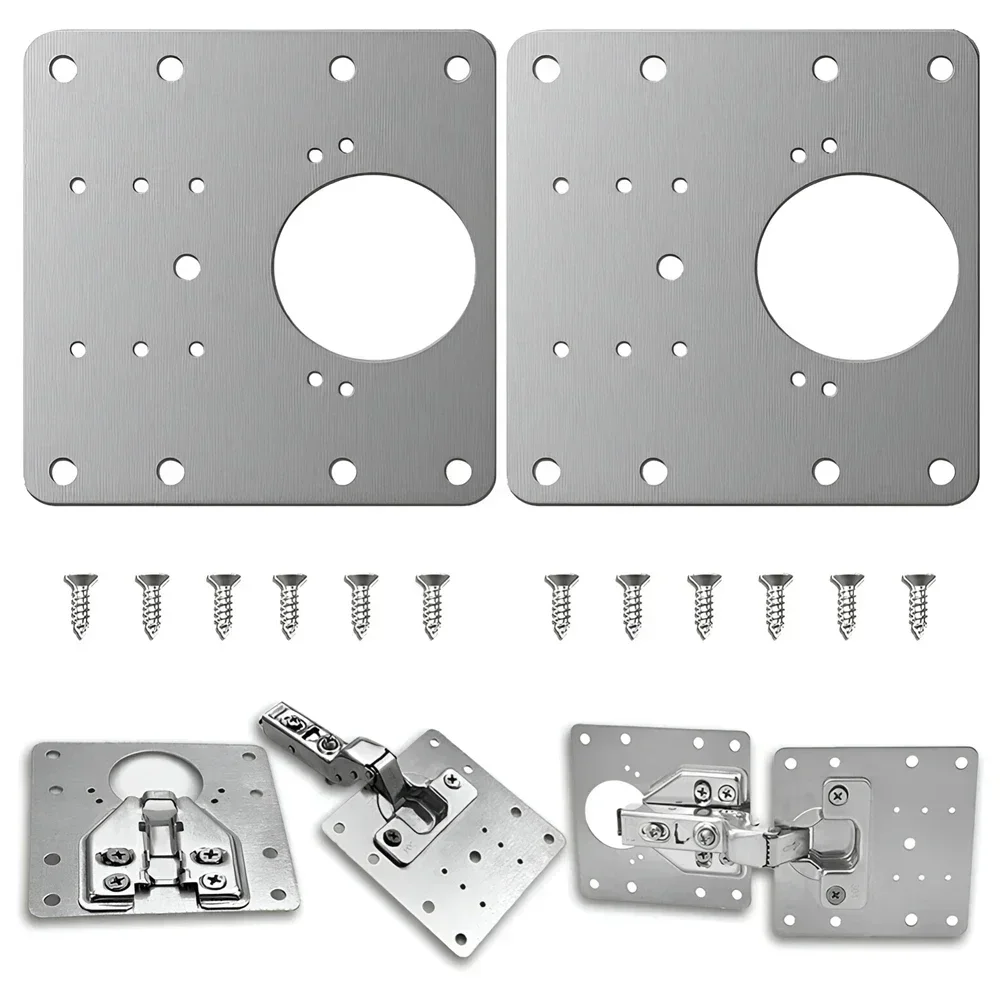 Cabinet Door Hinge Repair Plate Kit Steel Furniture Wardrobe Hinge Mounting Plate with Screw Flat Fixing Bracket Tools
