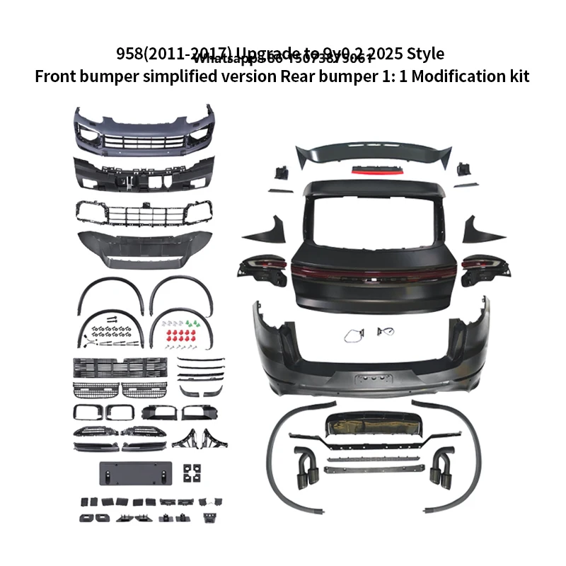 Upgrade to 9y0.2 2025 Style Front Bumper Simplified Version Rear Bumper 1:1 Modification kit for 958 2011-2017