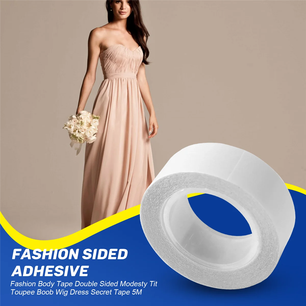 AT77 Модная двусторонняя лента для тела, скромная, парик для синиц, парик, платье, секретная лента, 5 м