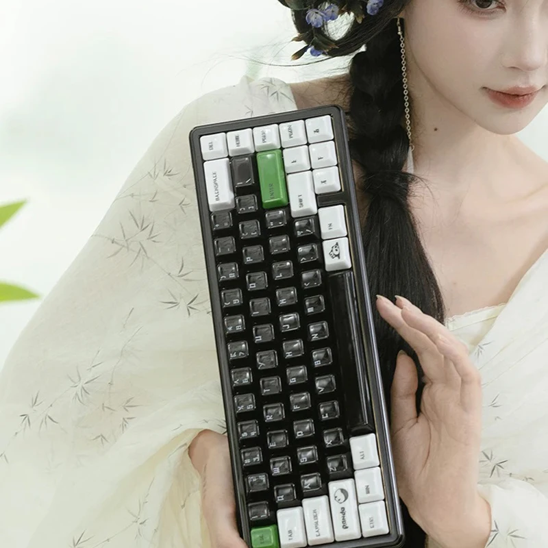 Panda Ceramic Keycaps Set 89 keys Personalized Character  Customization HIFI Sound Adaptation For 65/75 KeyBoard Keycaps