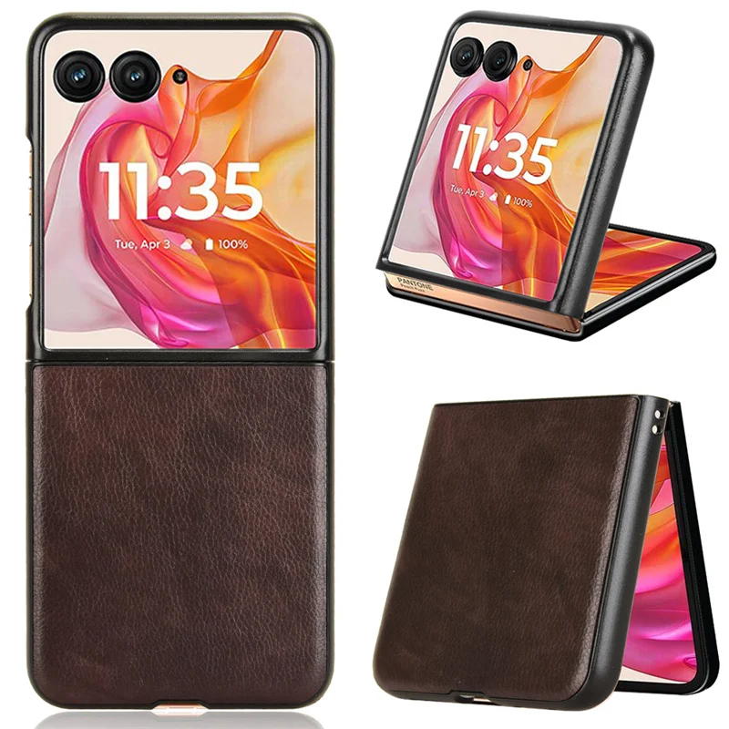 เคสฝาพับหนัง PU ลายผิวลิ้นจี่สำหรับ Motorola Moto RAZR Gen 5