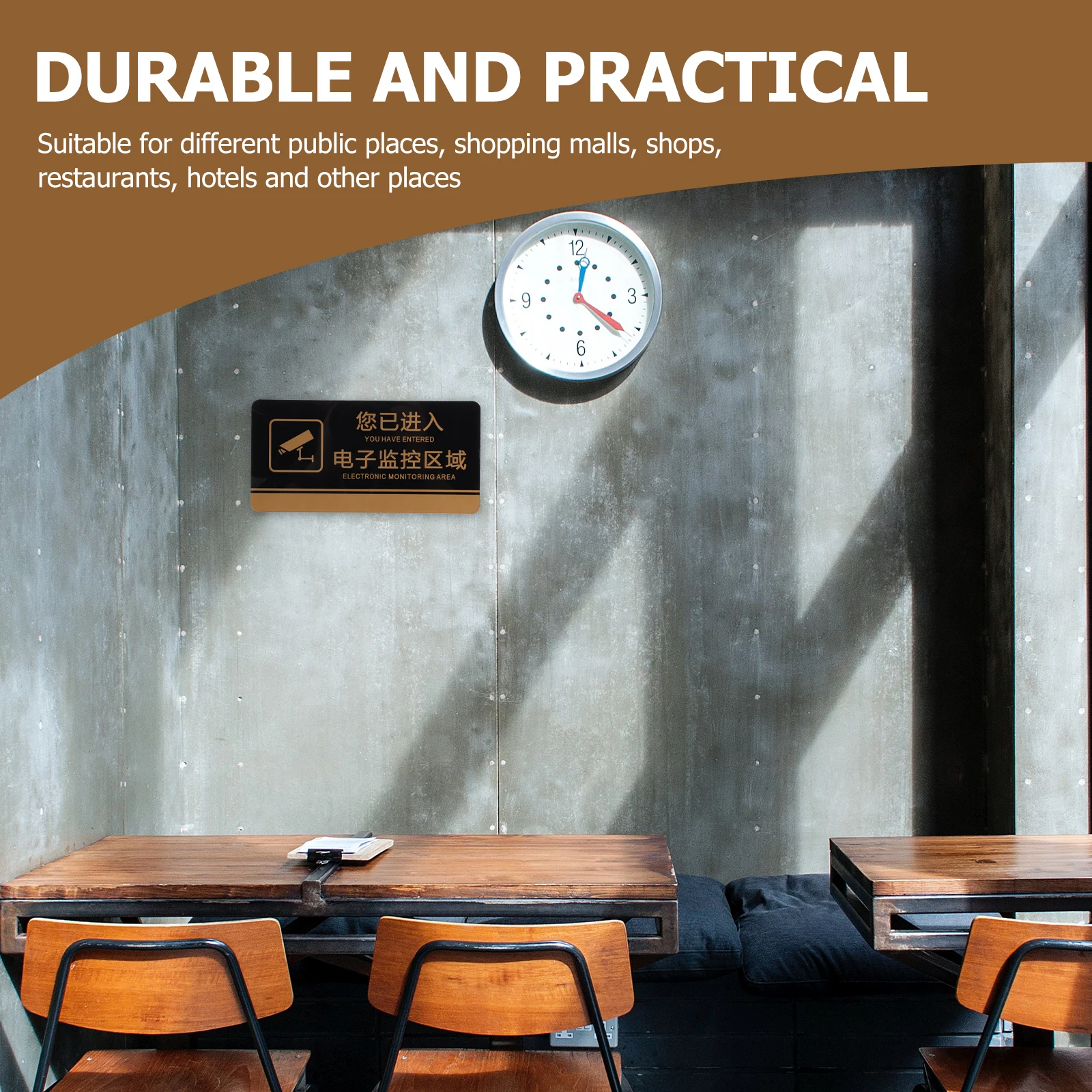 2pcs Monitoring Warning Sign Public Area Acrylic Reminder Board Smooth Surface For Shops Malls Hotels Traffic Safety