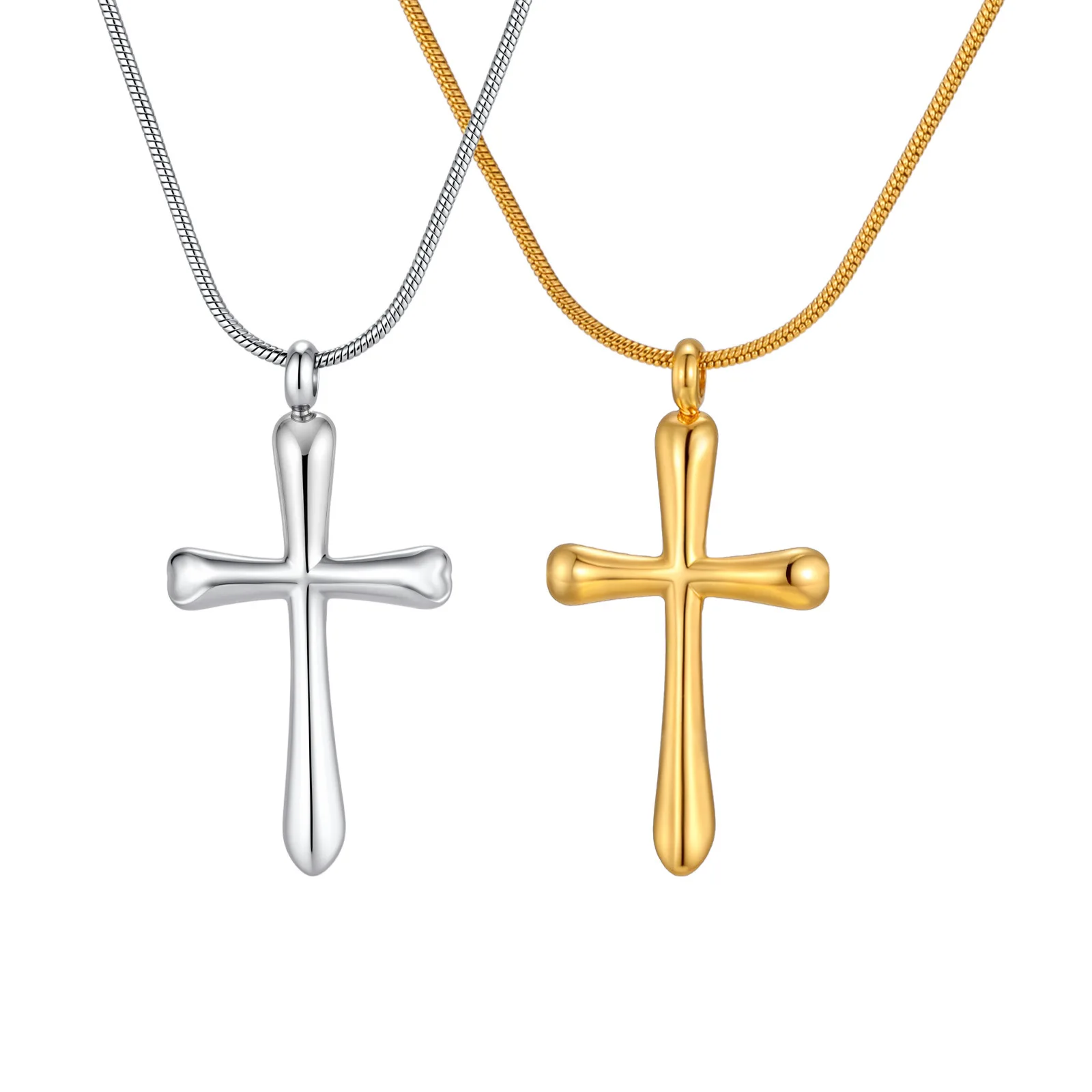 2mm 18inch Stainless Steel Snake Chain, Stylish and Elegant, Women's Collar Cross Pendant Necklace, Gold Silver NC-2303G