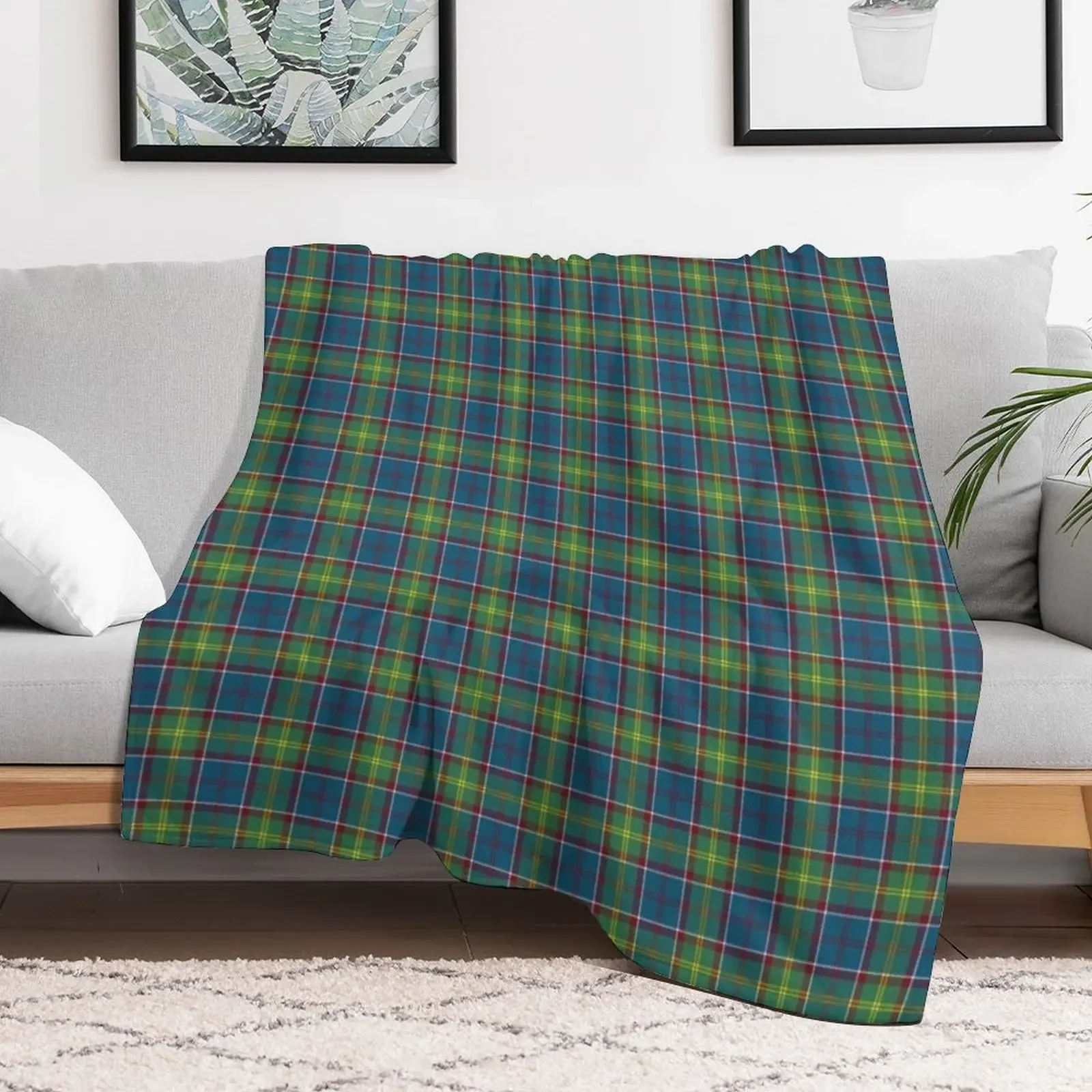 Ayrshire Scotland District Tartan Blue and Green Plaid Throw Blanket Giant Sofa Camping Decorative Sofa For Baby Blankets