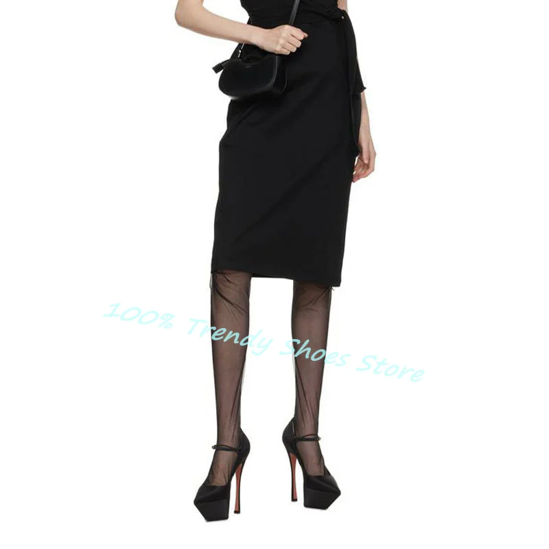 مثير سوبر عالية الكعب المرأة المنصة فستان مضخات أشار تو منصة الكاحل مشبك حزام الصنادل سيدة فستان زفاف العروس الأحذية #4