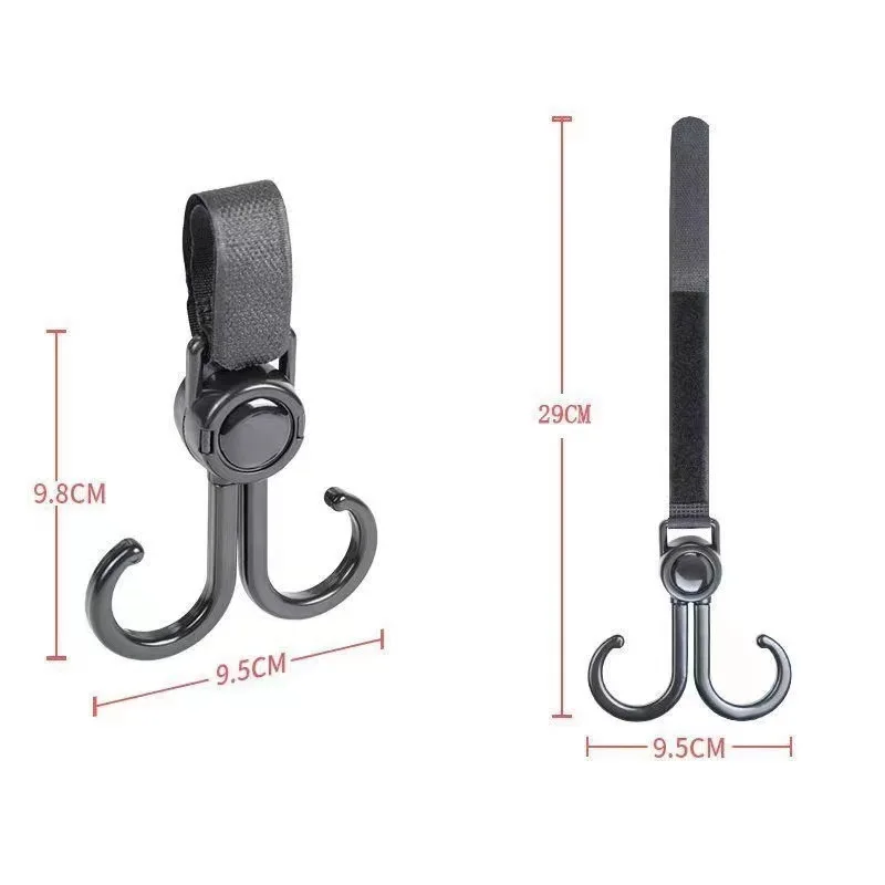 500Pcs/Lot Double Hooks Baby Stroller Electric Vehicle Motorcycles Scooters Rotate 360 Degree Organizer Hook For Bicycles