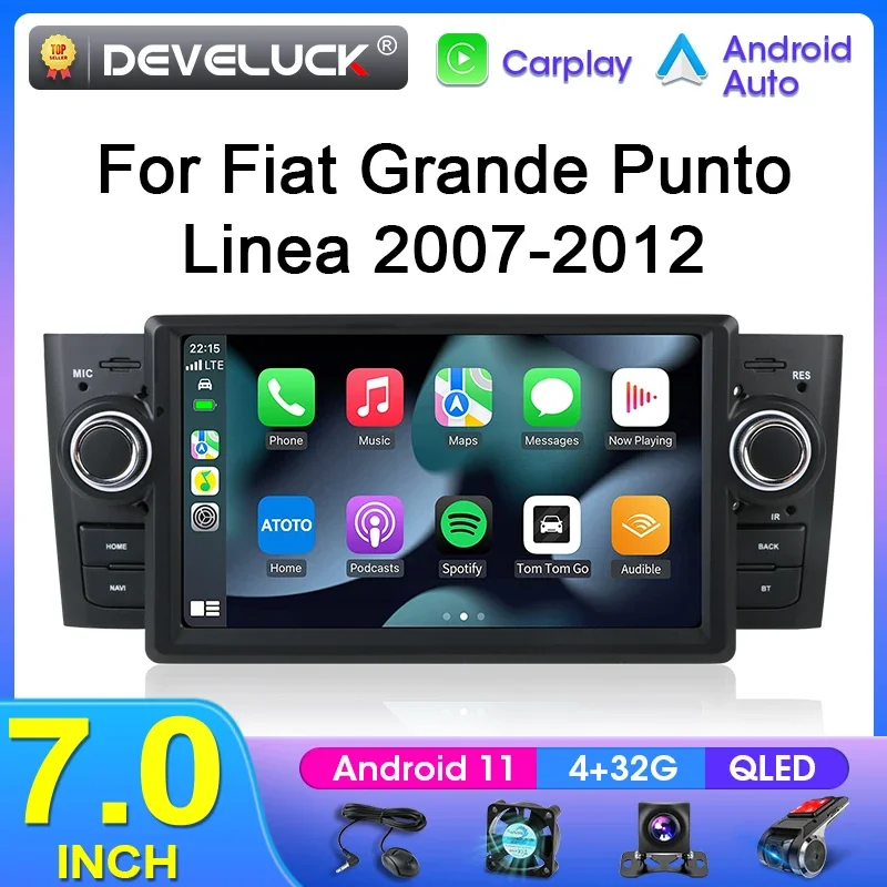 

2 Din 6.2" Android 11 Car Stereo Radio For Fiat Linea Grande Punto 2007-2012 Multimedia Video Player GPS Navigation 2din Carplay