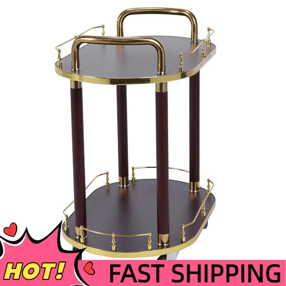 

Двухуровневая сервировочная тележка для бара с блокируемыми колесами, полностью собранная, для 5-звездочных отелей и клубов