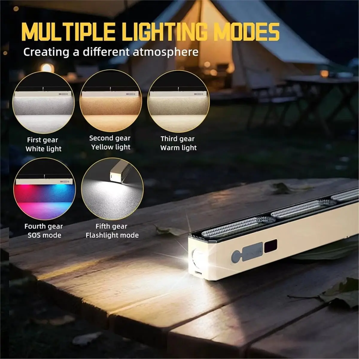 【MUST-HAVE LIST】 42cm Portable Camping Lamp Rechargeable LED Magnetic Lamp Tube with Multi-Color Light