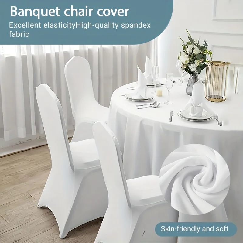 

30/50/100pcs Of Wedding Supplies! Stretchy White Party Chair Covers, Black/white Dining Chair Covers, Suitable for Weddings, Bir