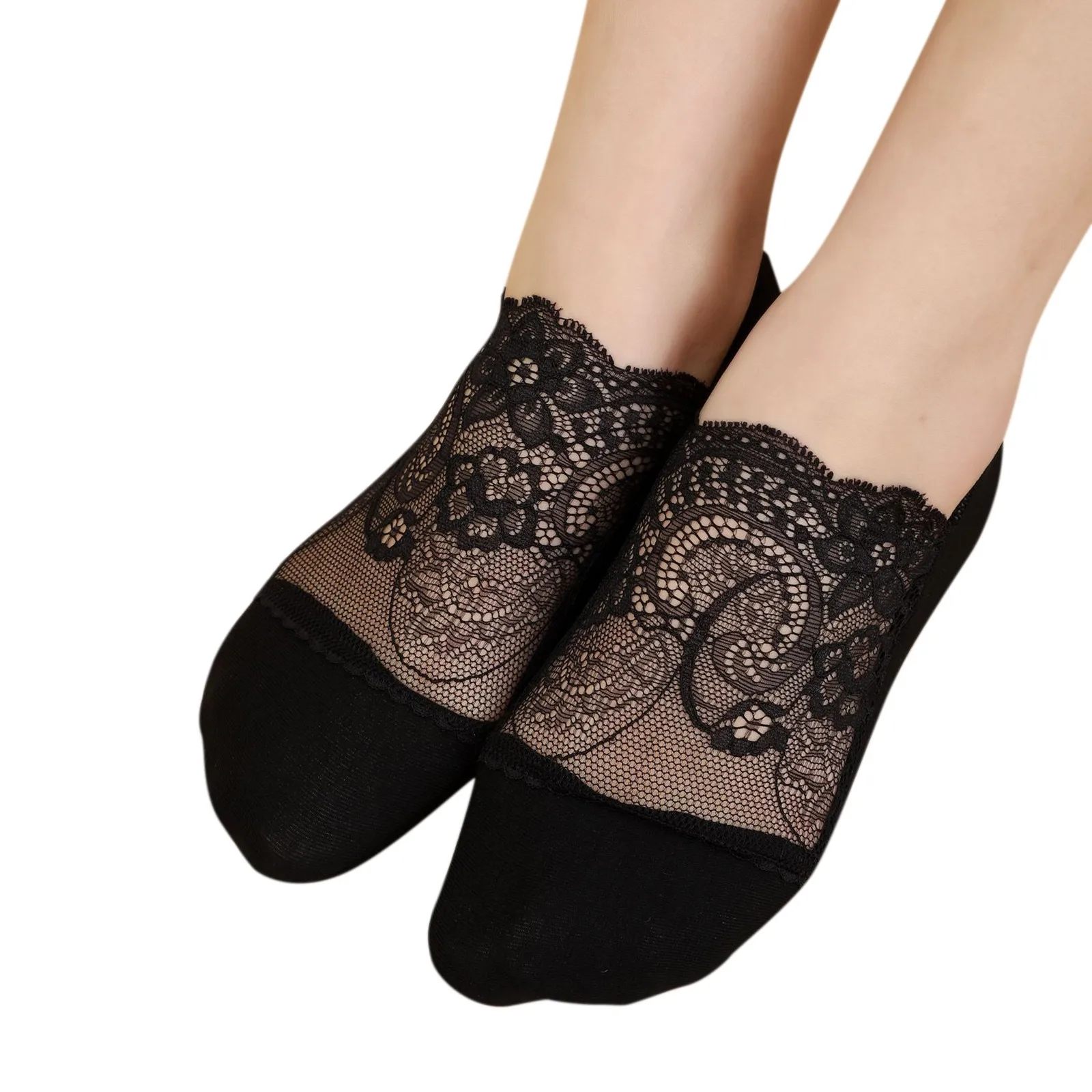 

1 Pairs New Transparent Short Lace Socks Women Summer Hollow Out Boat Socks Slippers Female Soft Low Invisible Socks