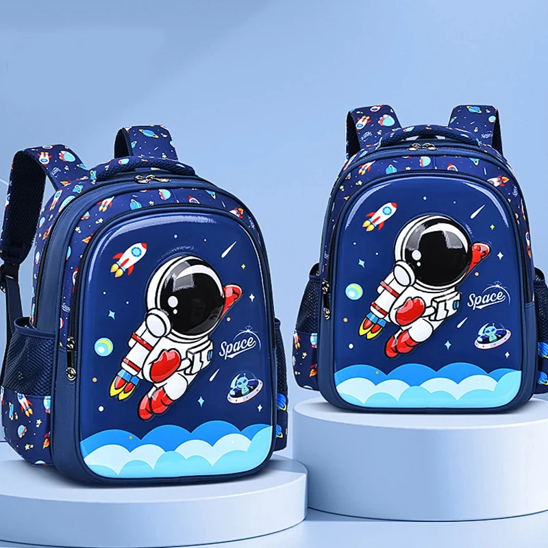 Bolsa de ombro infantil dos desenhos animados 3d estereoscópico astronauta mochila à prova dwaterproof água criança menino sonho escola primária