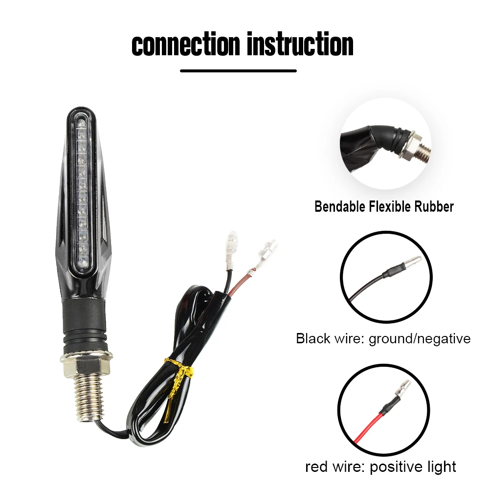 1 Pair Motorcycle 12V LED Turn Signal Indicators Light Universal Flashing Motorbike Amber Blinker Lamp Transparent Lense