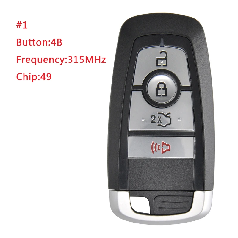 

HNKeys 1 #315 МГц Aftermarket для Ford Mustang Smart Remote Key 3 + 1 Button ID49 Chip FCCID M3N-A2C93142300 PN 164-R8150