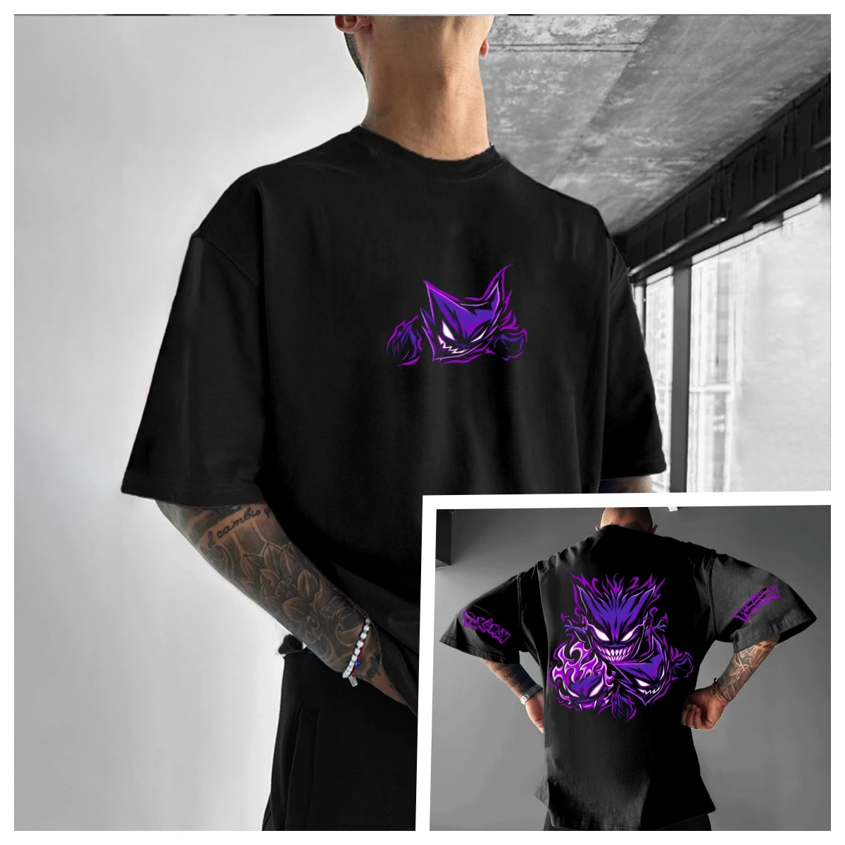 

Вирусный хит 2026 года! Хлопковые футболки с изображением покемона Генгар. Яркие фиолетовые принты спереди и сзади, размеры для взрослых и детей в наличии. Ультрамягкие и модные!