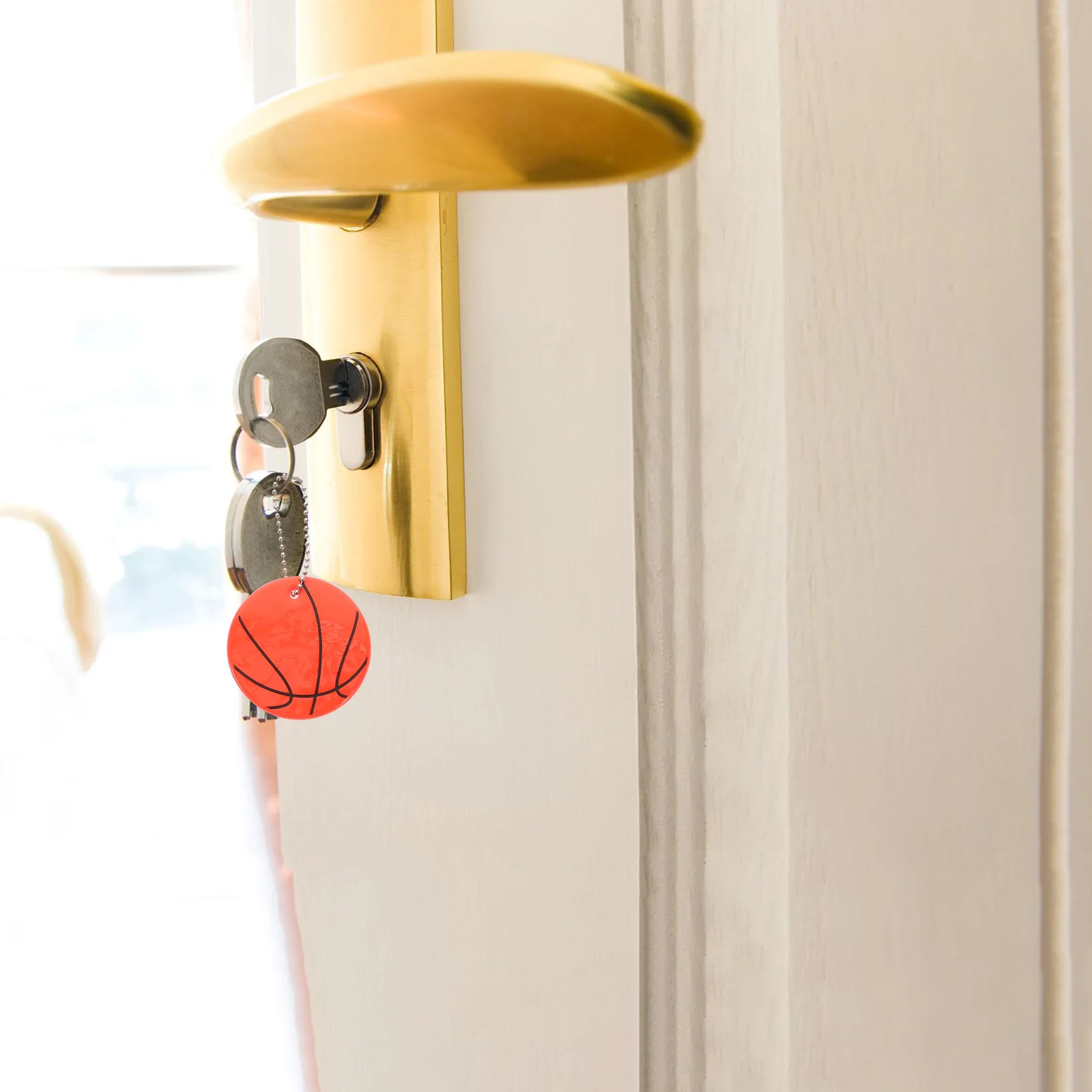 8pcs Reflective Pendant Keychains Basketball Shape Portable Safety Reflector For Backpacks Jackets Bags Bicycles Night Sports