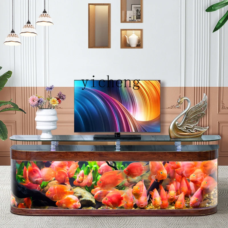 ZK TV cabinet fish tank integrated coffee table living room light luxury large household ecological glass floor aquarium
