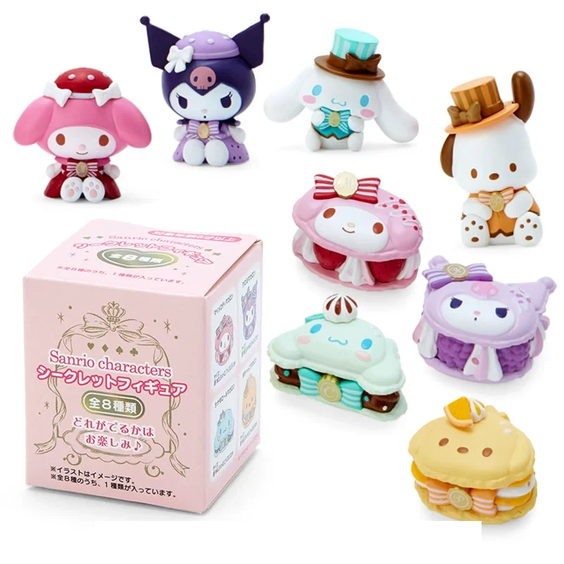 Sanrio Figures Cinnamoroll Pachacco Kuromi Action Figures Afternoon Tea Dessert Macaron Kawaii Sanrio Gifts Cute Model Toys