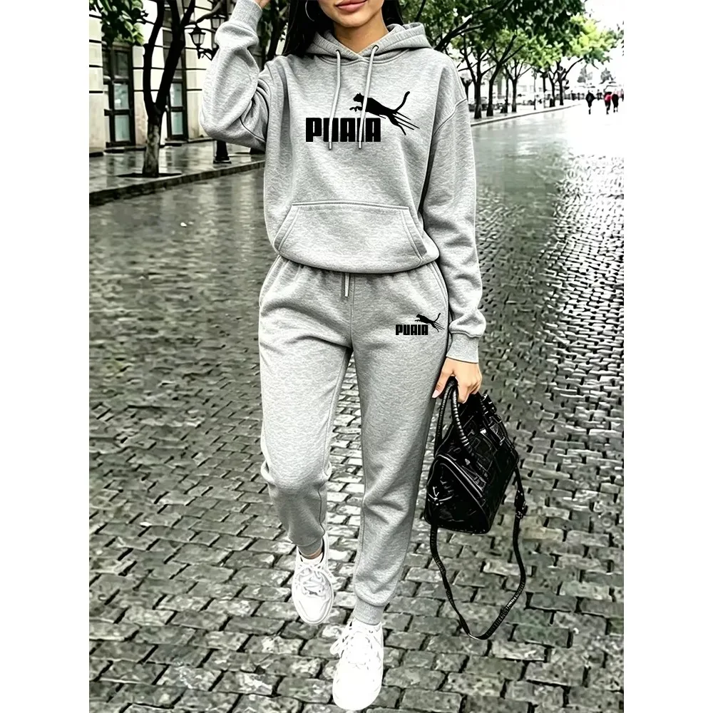 Ensemble de sport pour hommes, comprenant un sweat à capuche et un pantalon long, idéal pour l’automne/hiver, pour un usage quotidien, pour le sport et le jogging : sweat à capuche et pantalon de survêtement.