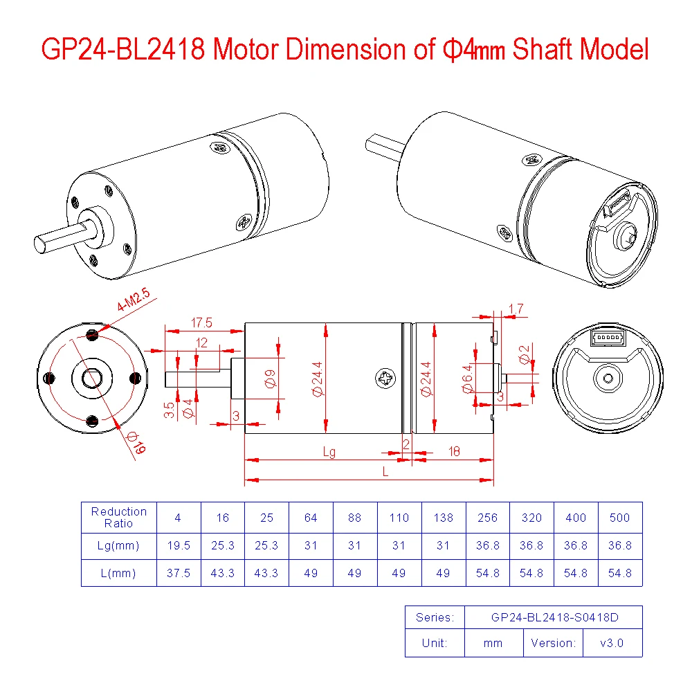 GP24-BL2418 DC Brushless 12V 24V Planetary Gear High Torque Low Speed Micro BLDC Motor 15 20 30 35 65 80 100 140 360 550 2200RPM