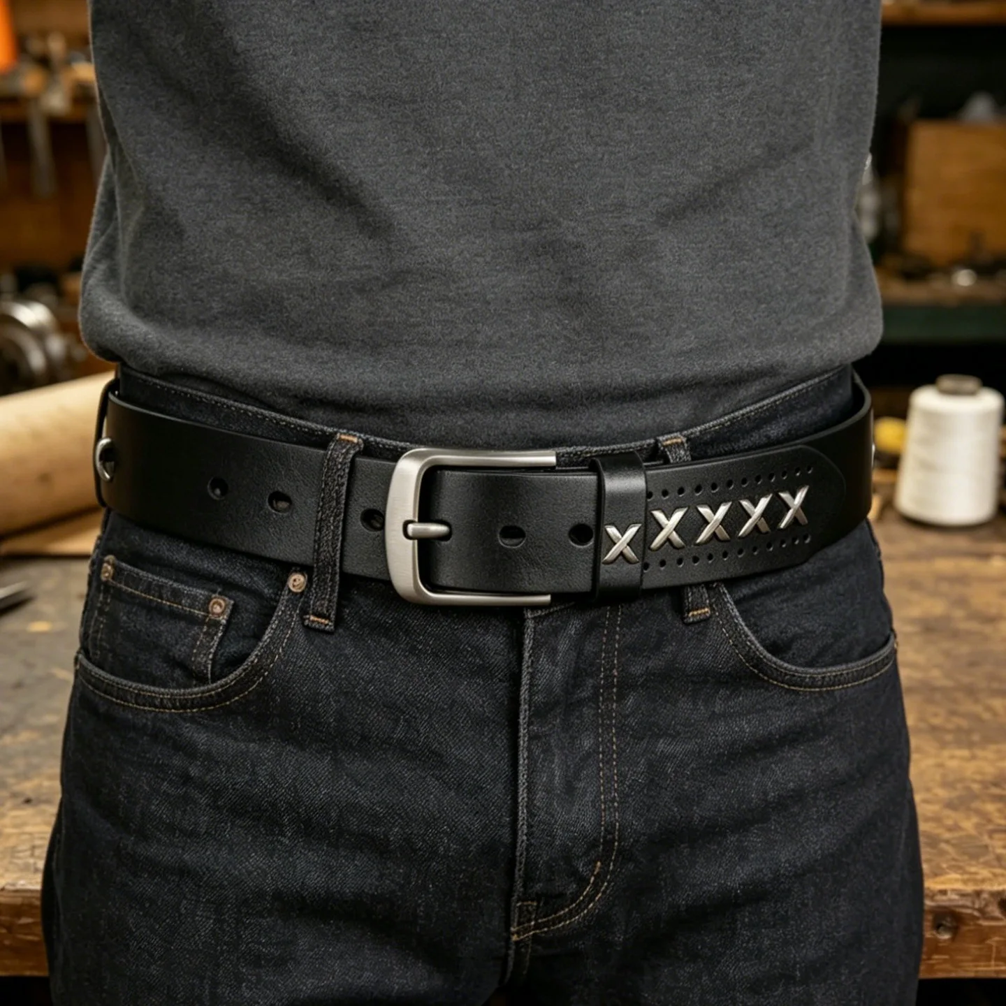 Top-grain leather best-selling men's genuine leather belt, vintage pure cowhide belt for jeans