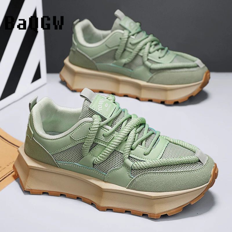 

Fashion Brand Designer Solid Men Sports Shoes Mesh Breathable Platform Thick Sole Casual Running Shoes Chunky Sneakers Tenis