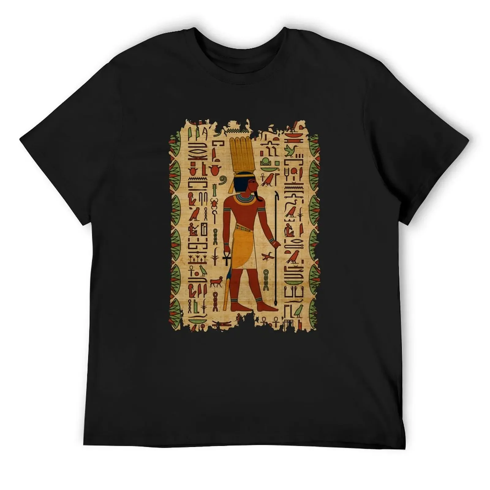 Egyptian Amun Ra - Amun Re Ornament on papyrus T-Shirt boys whites korean fashion plain men t shirts high quality