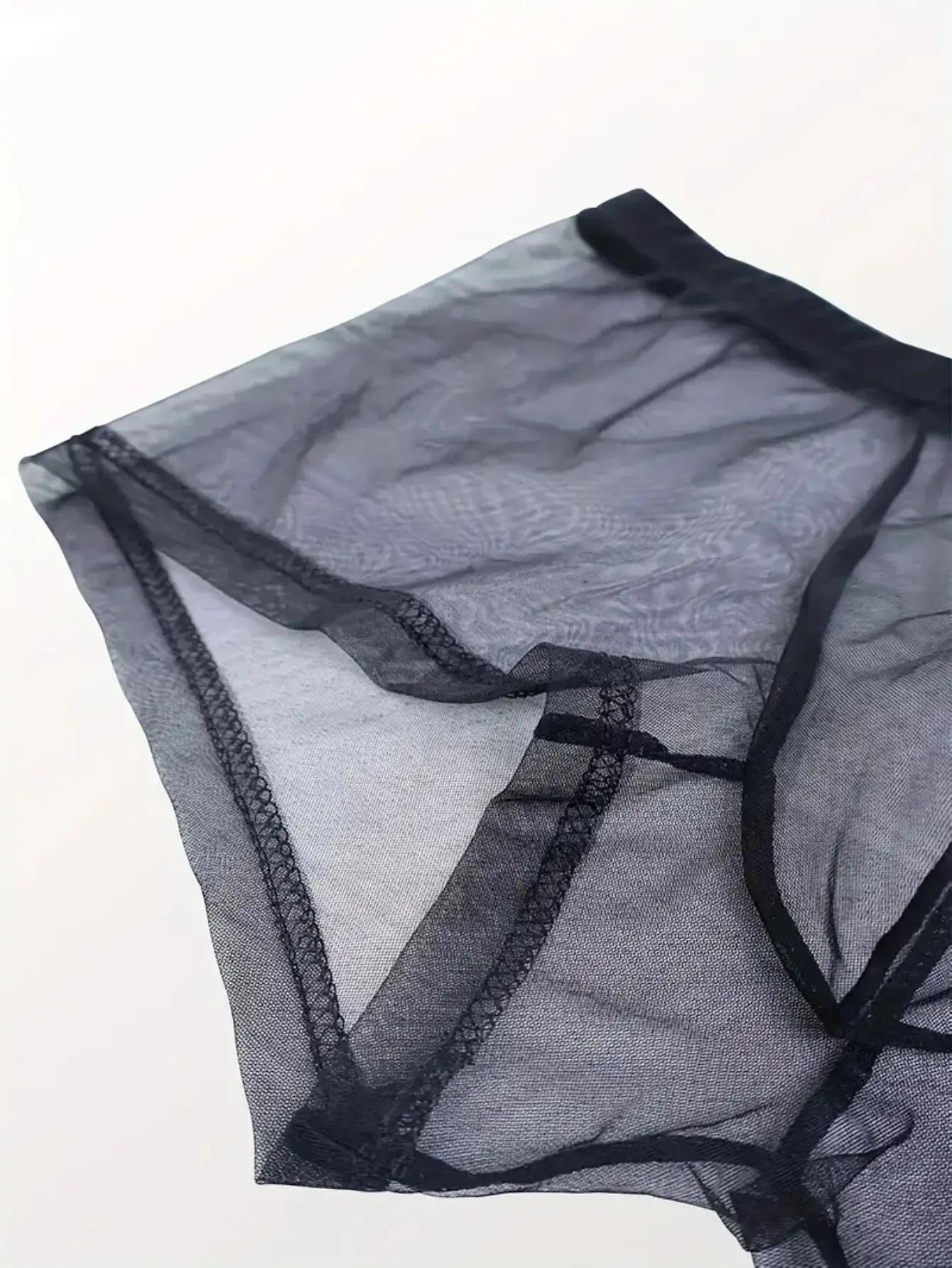 ملابس داخلية شبكية شفافة للرجال، شفافة، مثيرة، قابلة للتنفس، مريحة، شورت قصير، متوفر بألوان سوداء وبيضاء