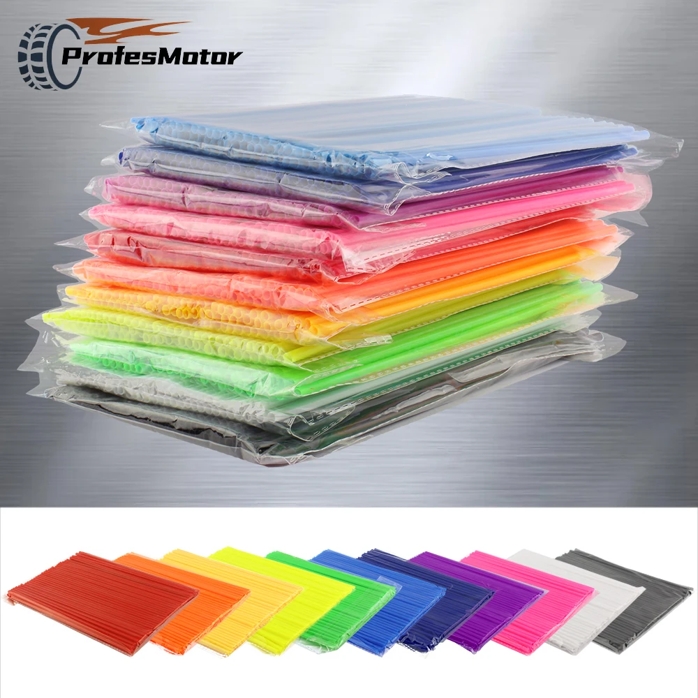 

Motorcycle Wheel Spoked Protector Wraps Rims Skin Trim Covers Pipe 72Pcs 11 Colors For Motocross Bicycle Bike Cool Accessories