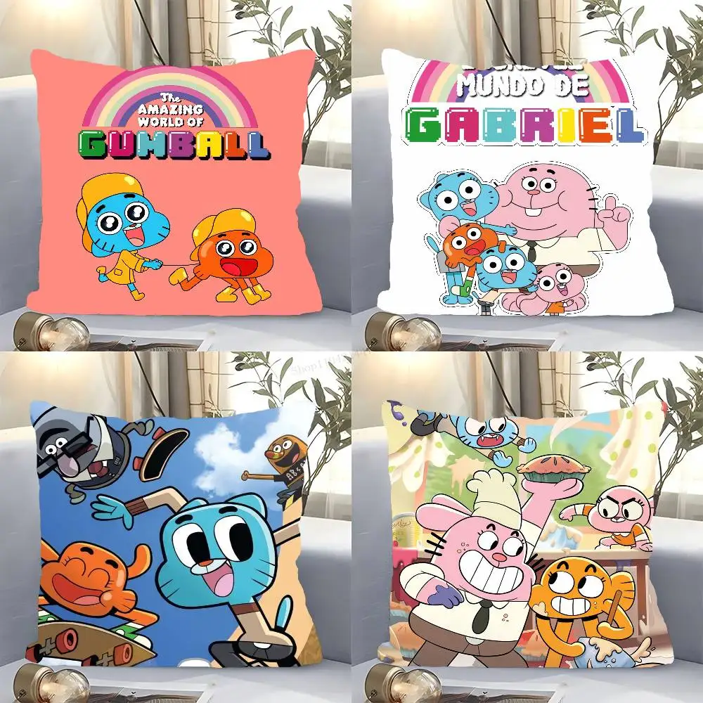 Cartoon The A-Amazing Gumbal Pillow Case Fashion Square Pillowcase Bedroom Sofa Room Ins Decoration Leisure