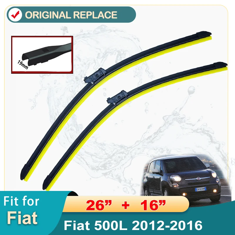 

For Fiat 500L 2012-2016 Car Front Rear Wiper Blades Soft Rubber Windscreen Wipers Auto Windshield 26"+16"2016 2017 2018 2019