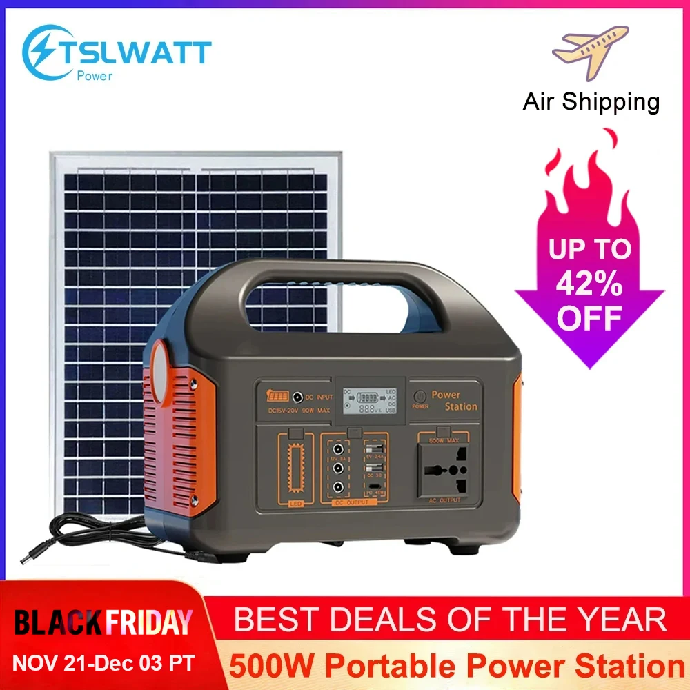 300W 500W Portable Power Station 460Wh Solar Generator 110V 220V Camping Solar Charging Station Emergency Energy Storage Supply